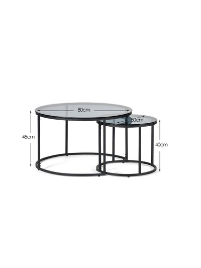 Chicago Round Nesting Coffee Tables Smoked Glass