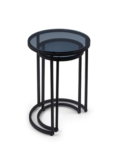 Chicago Round Nesting Side Tables Smoked Glass