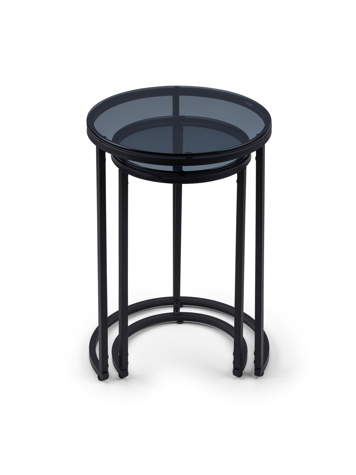 Chicago Round Nesting Side Tables Smoked Glass