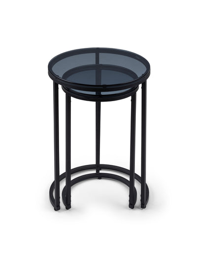 Chicago Round Nesting Side Tables Smoked Glass