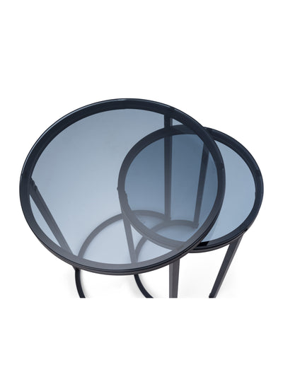 Chicago Round Nesting Side Tables Smoked Glass