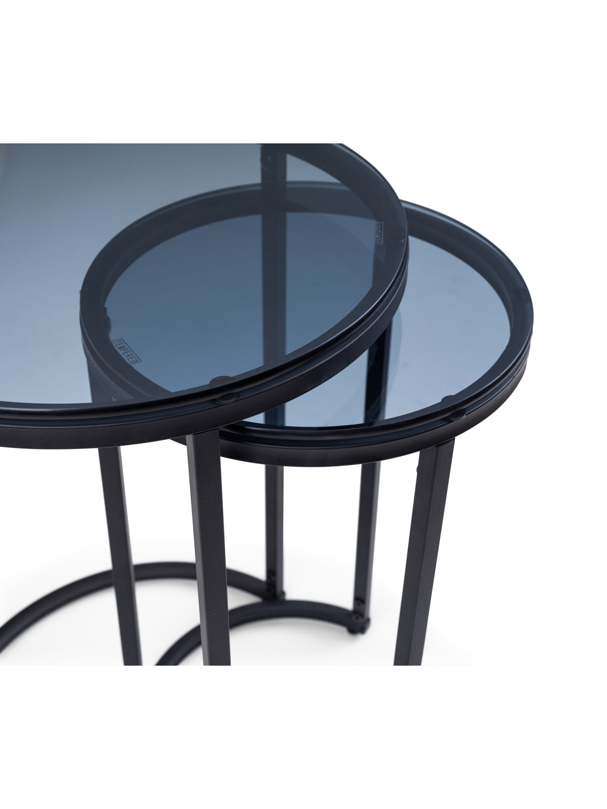 Chicago Round Nesting Side Tables Smoked Glass