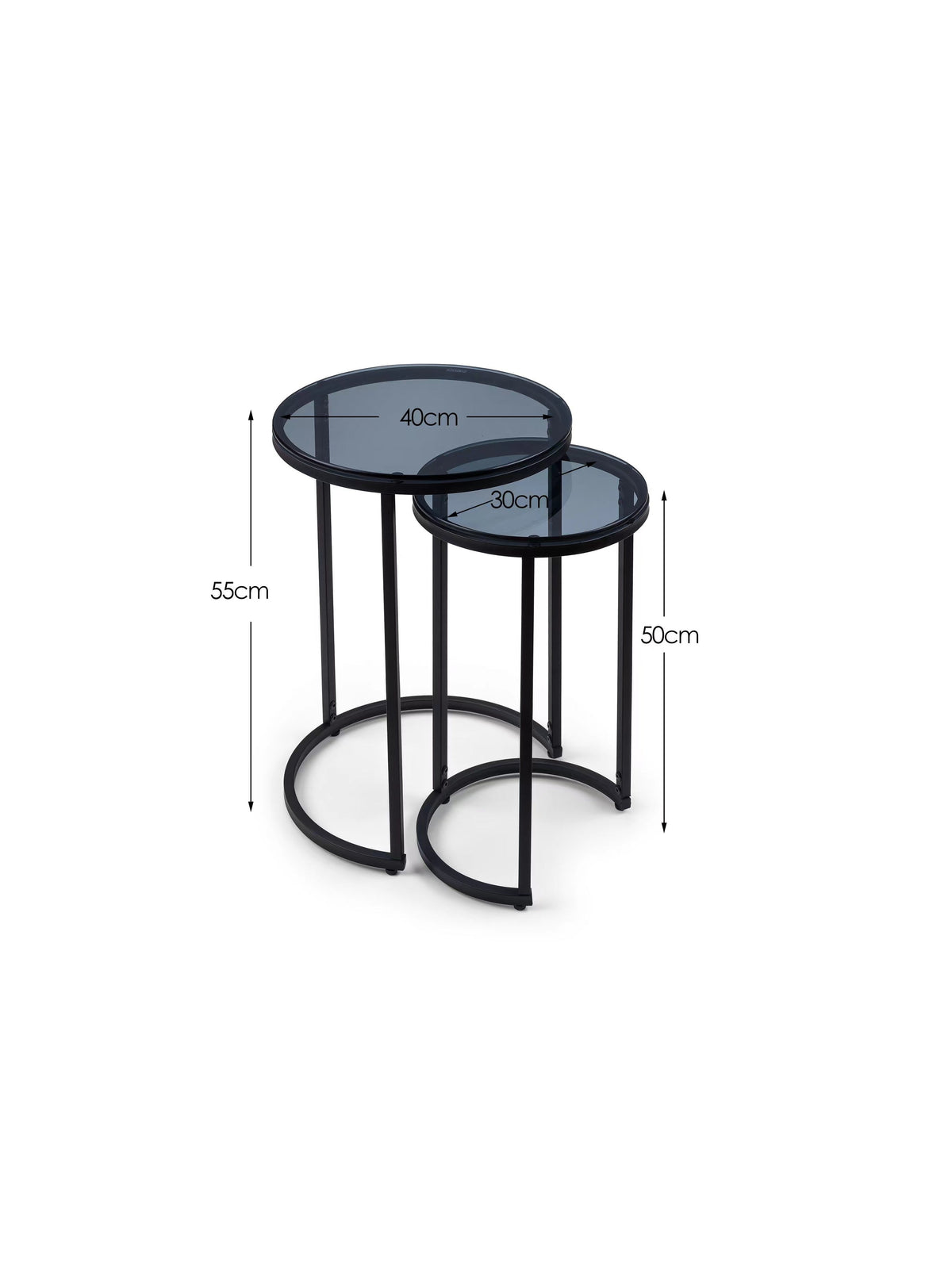 Chicago Round Nesting Side Tables Smoked Glass