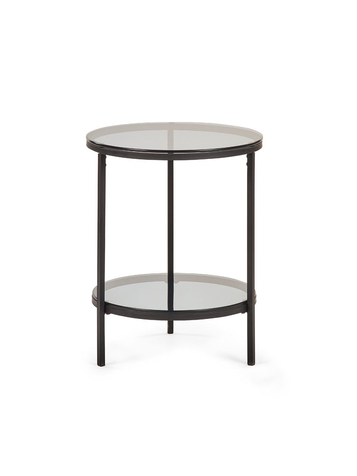 Chicago Circular Lamp Table With Shelf - Smoked Glass