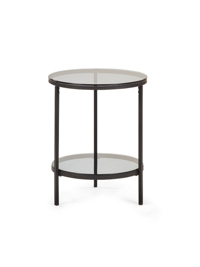 Chicago Circular Lamp Table With Shelf - Smoked Glass
