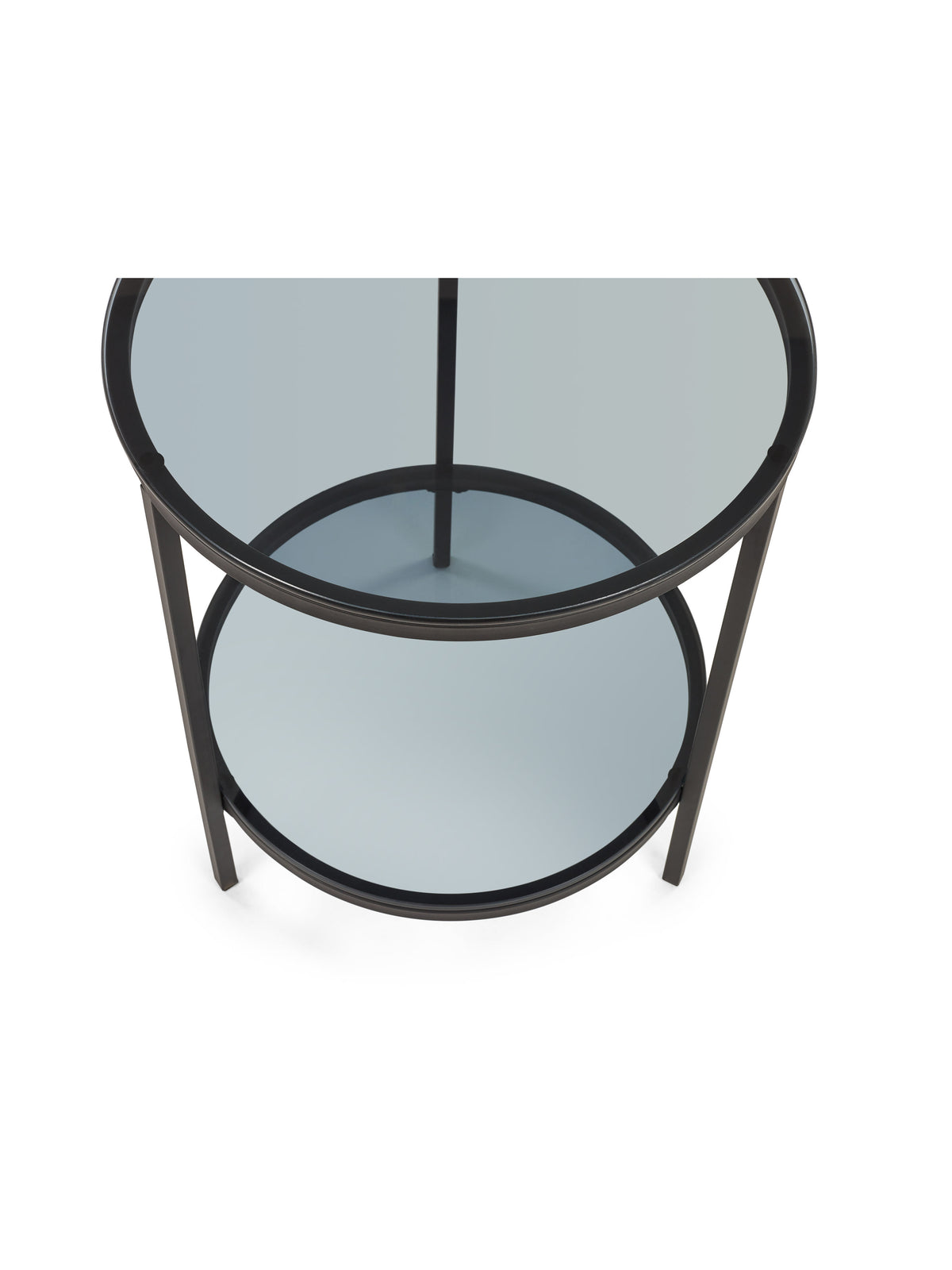 Chicago Circular Lamp Table With Shelf - Smoked Glass