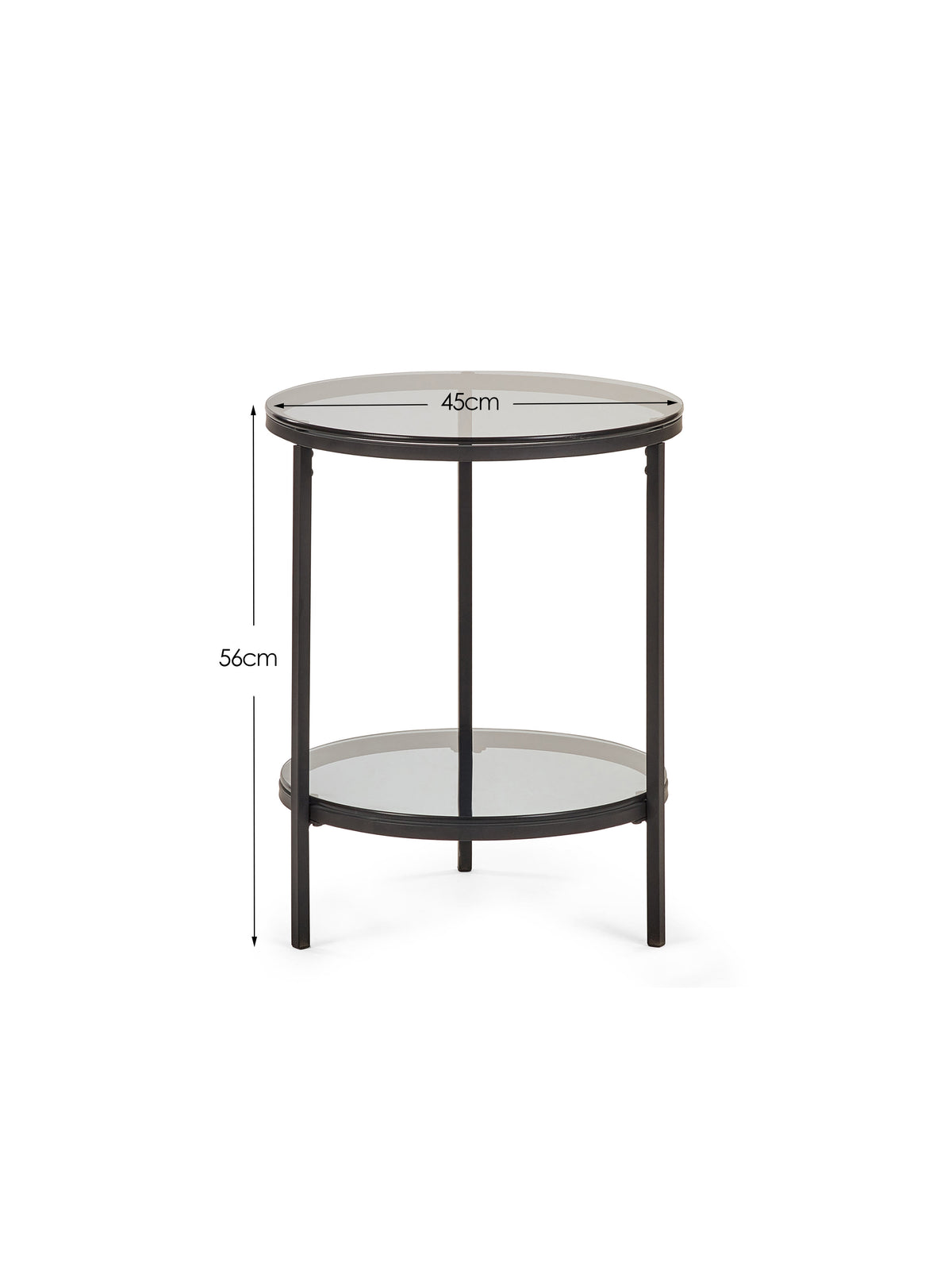 Chicago Circular Lamp Table With Shelf - Smoked Glass