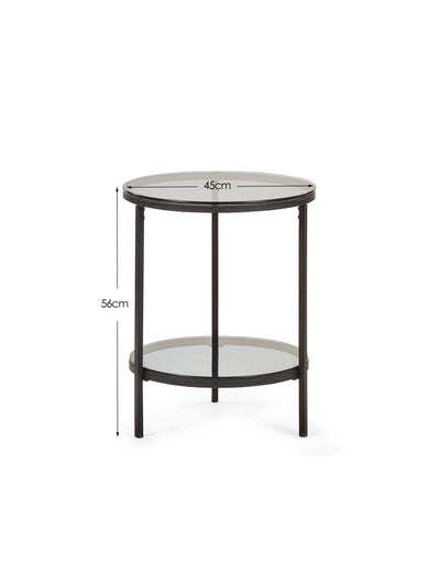 Chicago Circular Lamp Table With Shelf - Smoked Glass