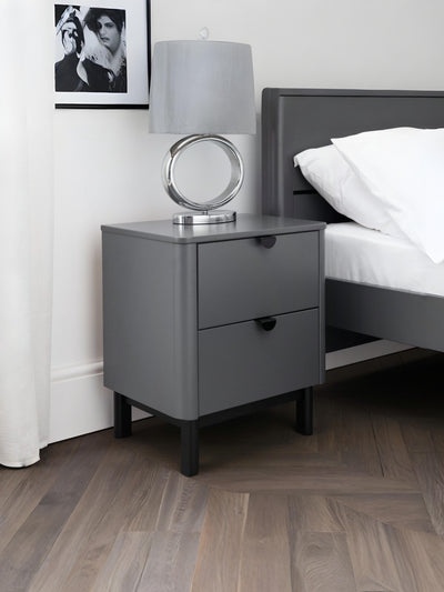 Chloe 2 Drawer Bedside - Storm Grey/Black