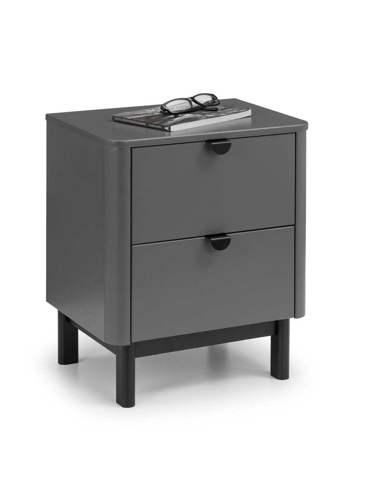 Chloe 2 Drawer Bedside - Storm Grey/Black