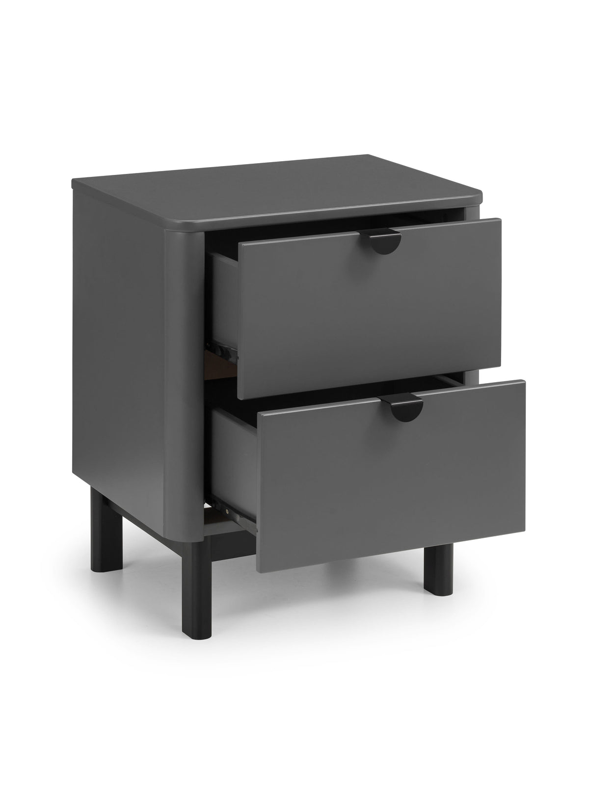 Chloe 2 Drawer Bedside - Storm Grey/Black