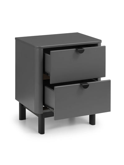 Chloe 2 Drawer Bedside - Storm Grey/Black