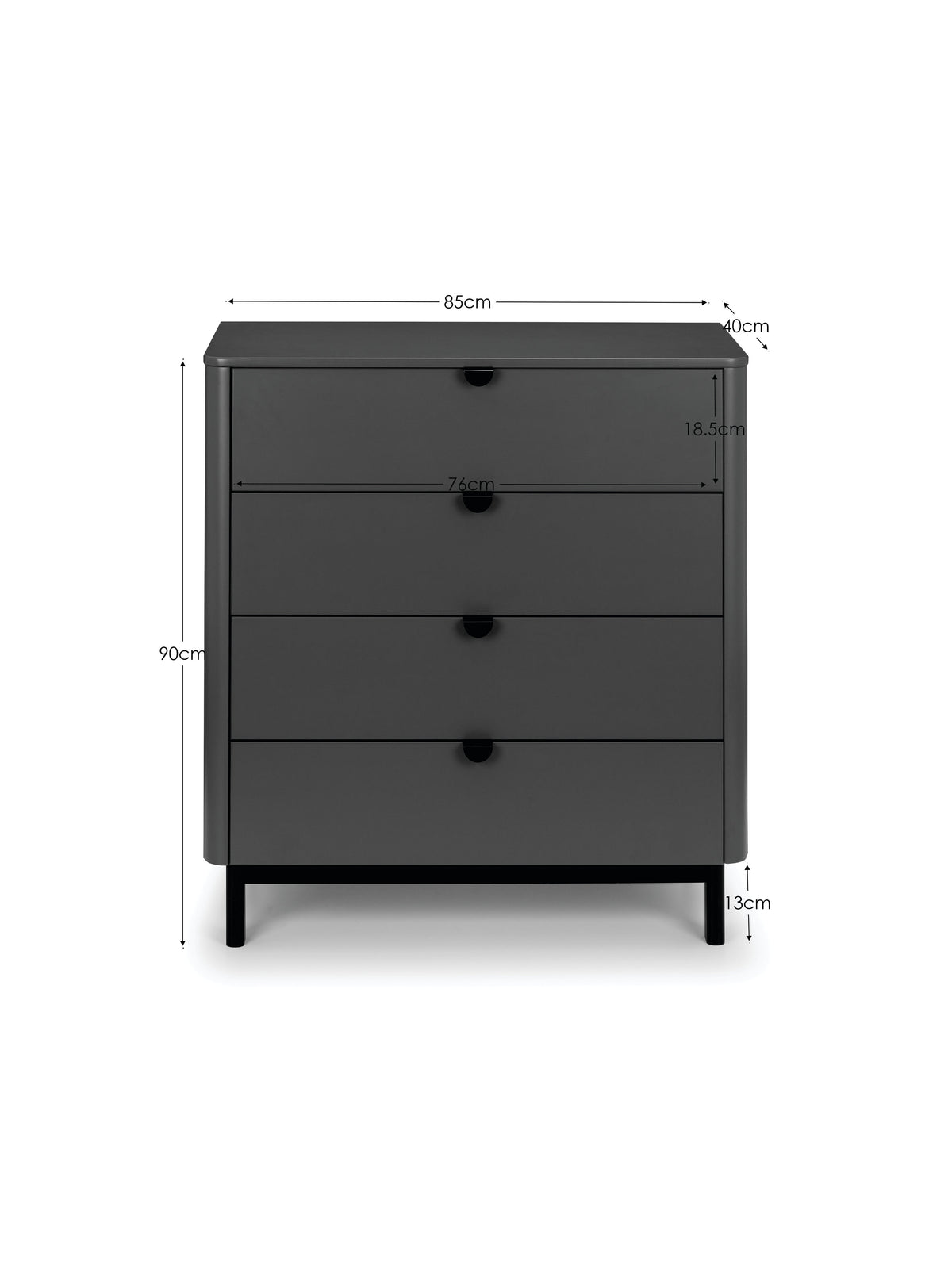 Chloe 4 Drawer Chest - Storm Grey/Black