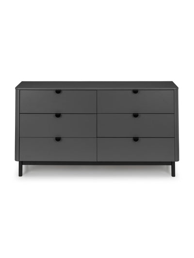 Chloe 6 Drawer Wide Chest - Storm Grey/Black