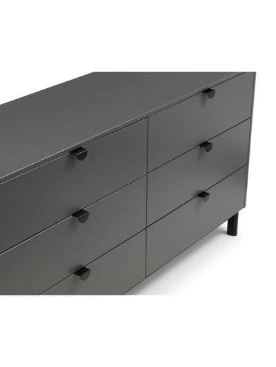 Chloe 6 Drawer Wide Chest - Storm Grey/Black