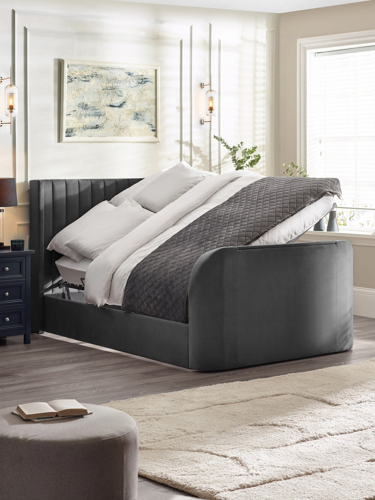 Clara Ottoman TV Bed - Dark Grey