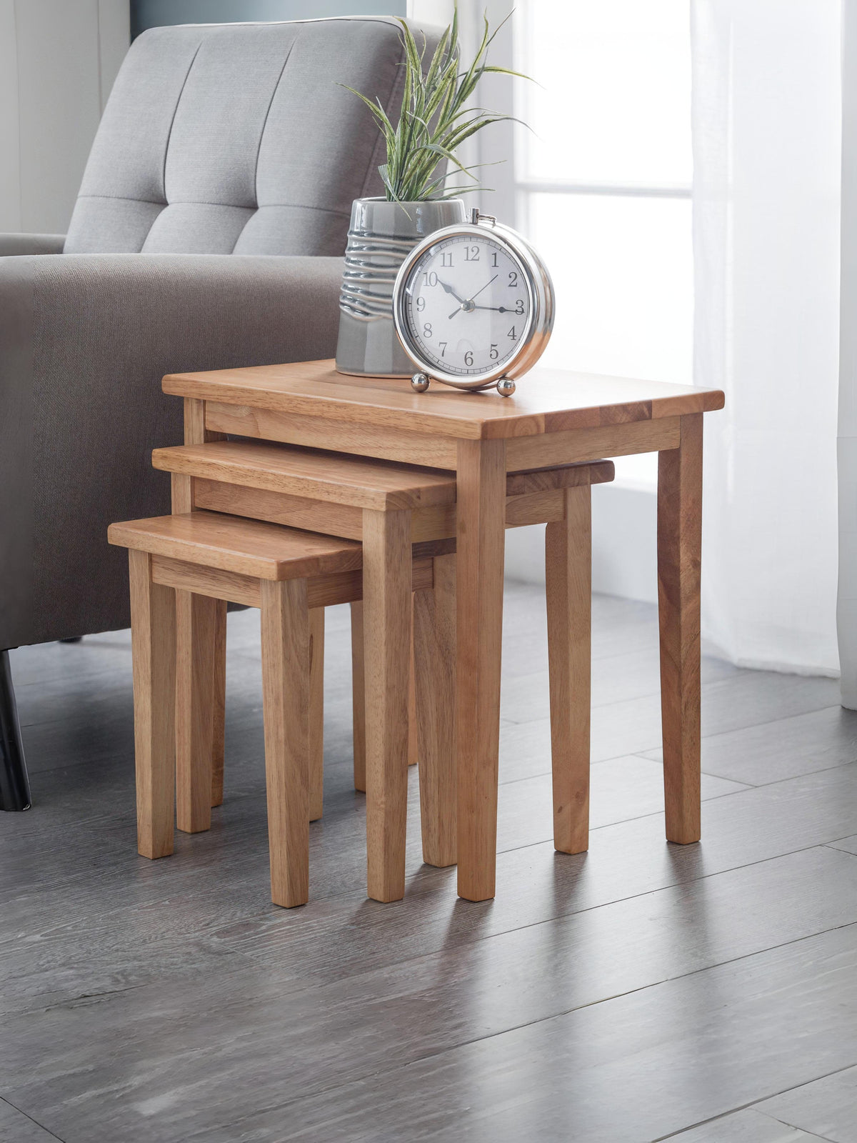 Cleo Nest Of Tables - Natural Oak Finish