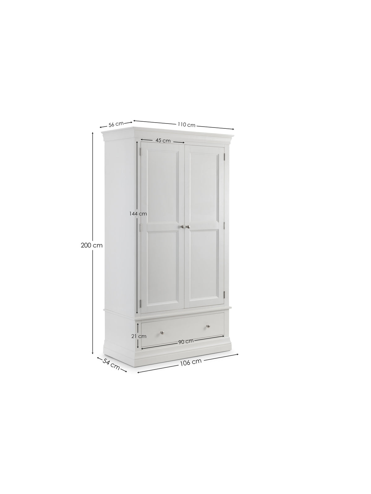 Clermont 2 Door 1 Drawer Wardrobe