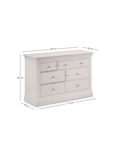 Clermont 4+3 Drawer Chest - Light Grey
