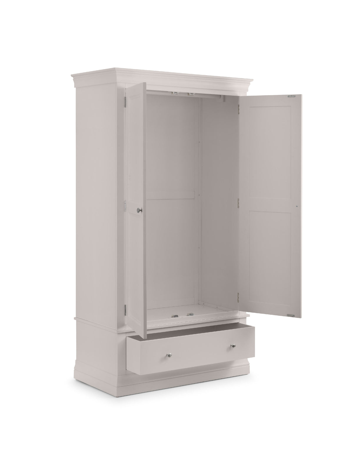 Clermont 2 Door 1 Drawer Wardrobe - Light Grey