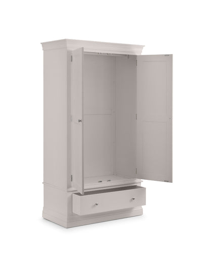 Clermont 2 Door 1 Drawer Wardrobe - Light Grey