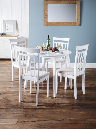 Coast White Dropleaf Table and 4 White Coast Chairs