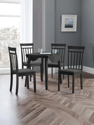 Coast Black Dropleaf Table and 4 Black Coast Chairs