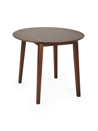 Coast Walnut 55- Drop Leaf Extending Round Dining Table – Walnut Effect