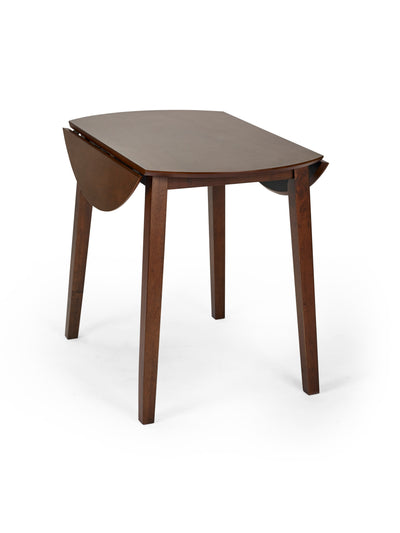 Coast Walnut 55- Drop Leaf Extending Round Dining Table – Walnut Effect