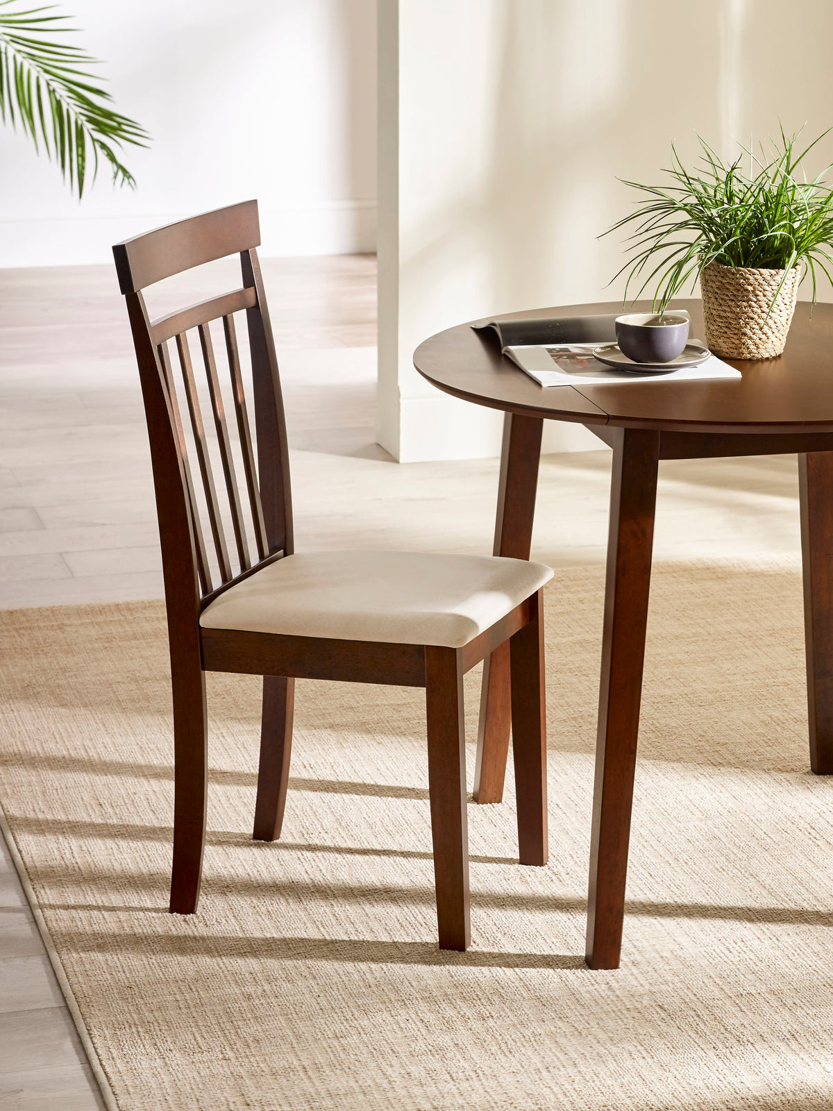 Coast Set of 2 Walnut Slat Back Wooden Dining Chairs – Walnut Effect