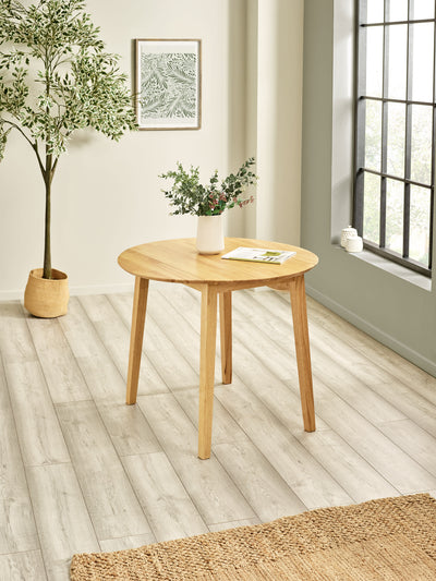Coast Natural Oak 55- Drop Leaf Extending Round Dining Table – Natural Oak Effect