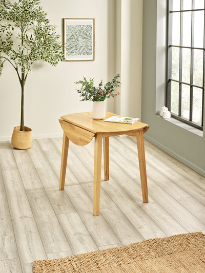 Coast Natural Oak 55- Drop Leaf Extending Round Dining Table – Natural Oak Effect
