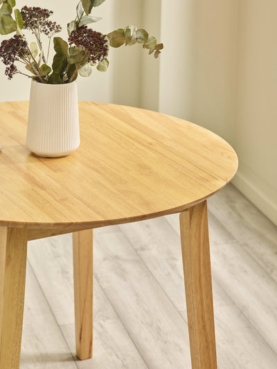 Coast Natural Oak 55- Drop Leaf Extending Round Dining Table – Natural Oak Effect