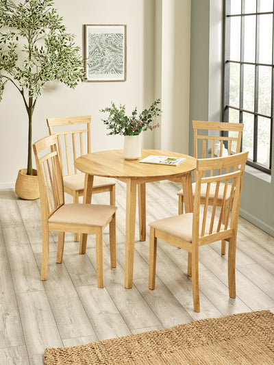 Coast Set of 2 Natural Oak Slat Back Dining Chairs – Natural Oak Effect