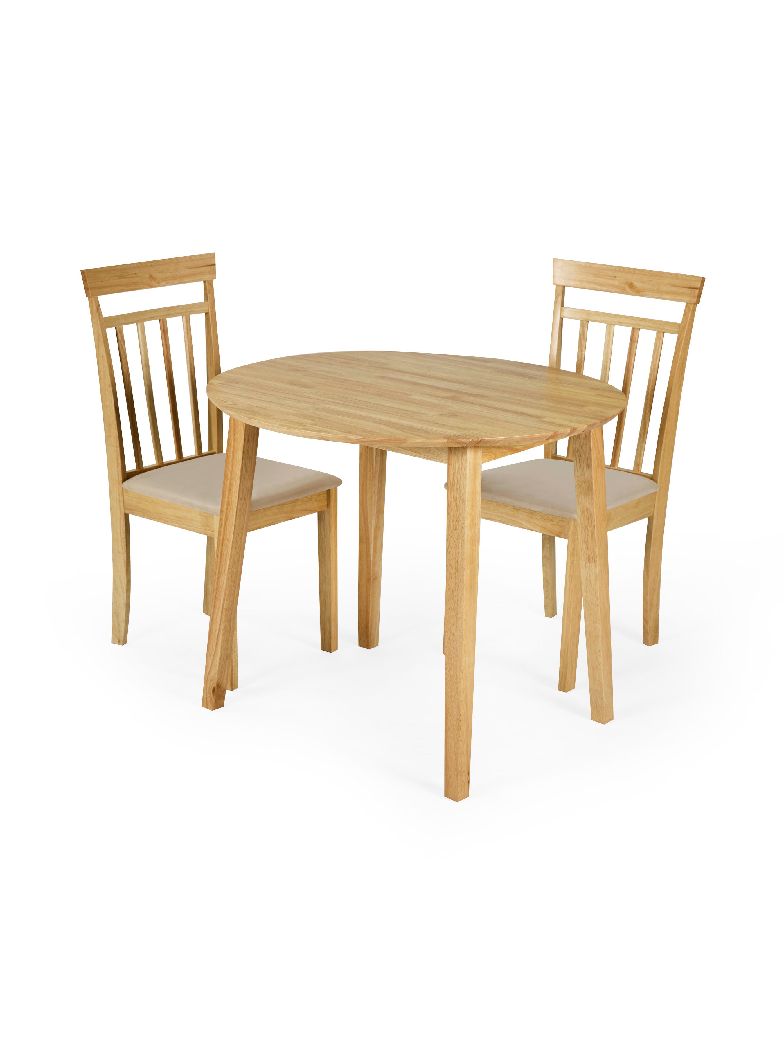 Coast Set of 2 Natural Oak Slat Back Dining Chairs – Natural Oak Effect