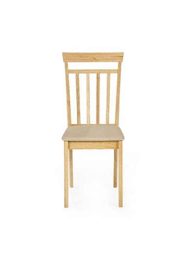 Coast Set of 2 Natural Oak Slat Back Dining Chairs – Natural Oak Effect
