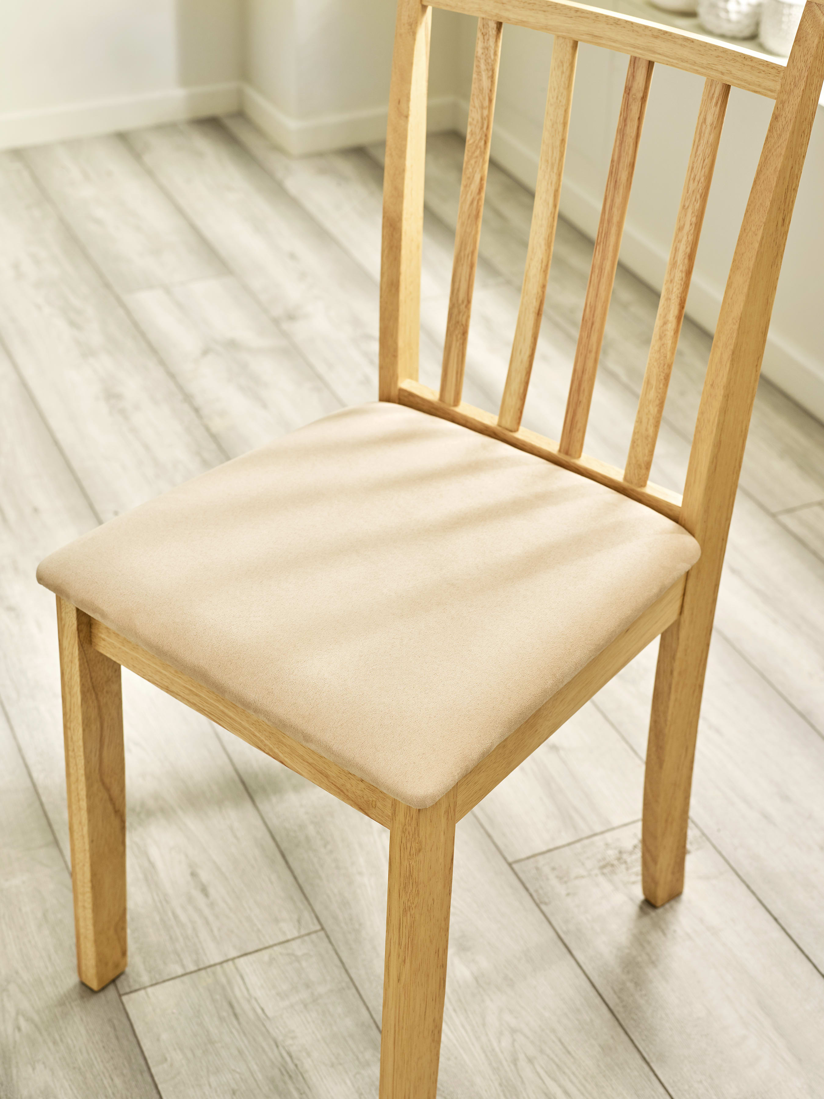 Coast Set of 2 Natural Oak Slat Back Dining Chairs – Natural Oak Effect
