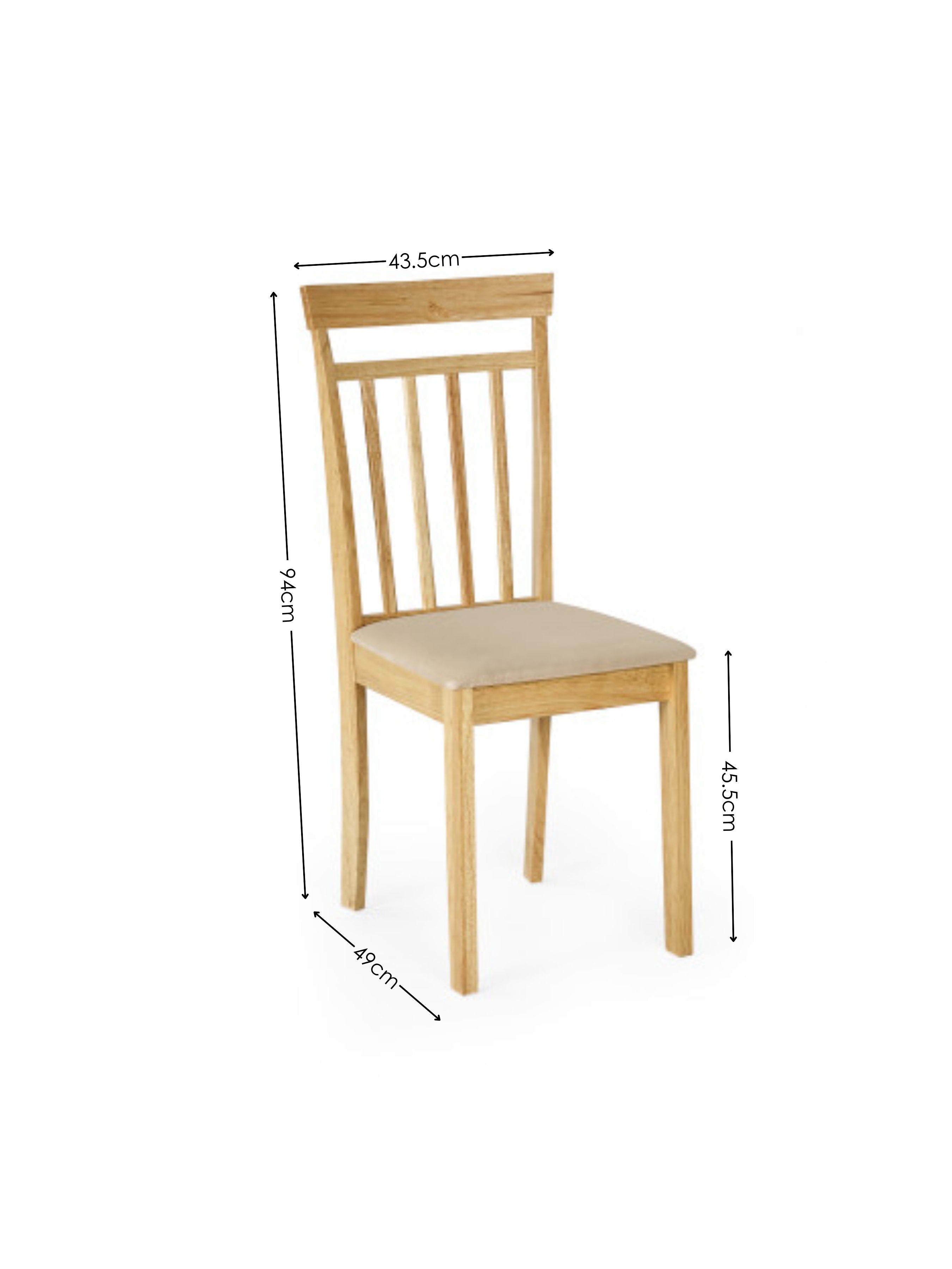 Coast Set of 2 Natural Oak Slat Back Dining Chairs – Natural Oak Effect