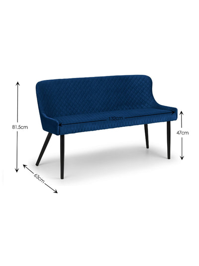 Como White High Gloss Table , 1 Blue plush High Bench and 2 Blue plush Chairs – White and Blue