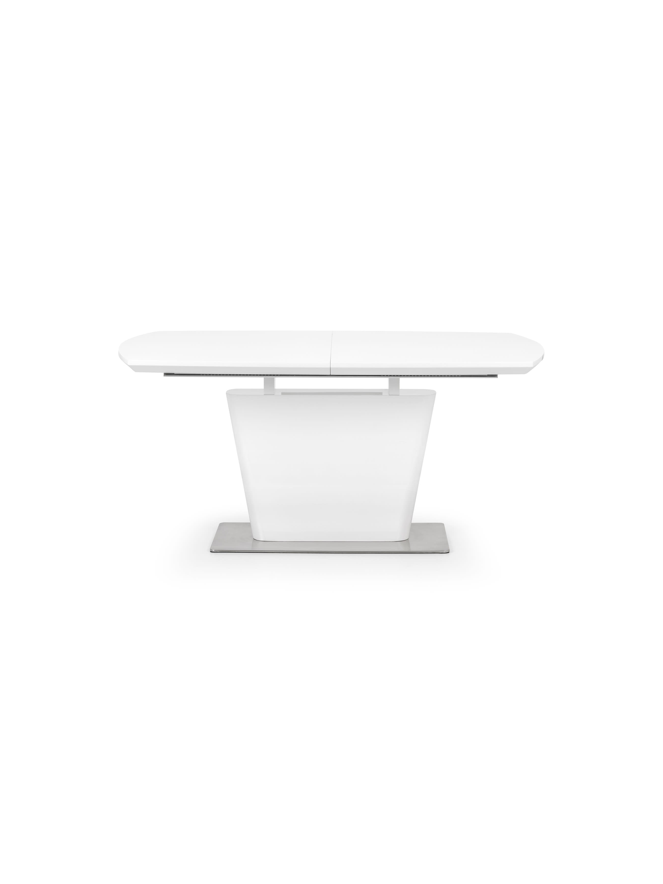 Como White Gloss Rectangular 160 to 200cm Extending Dining Table Set with 6 plush Brown Faux Leather Dining Chairs