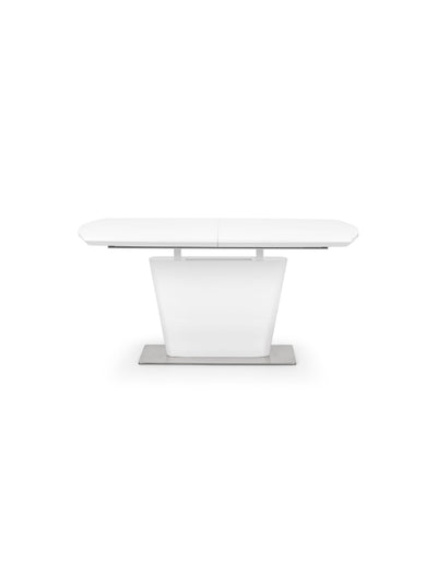 Como White Gloss Rectangular 160 to 200cm Extending Dining Table Set with 6 plush Brown Faux Leather Dining Chairs