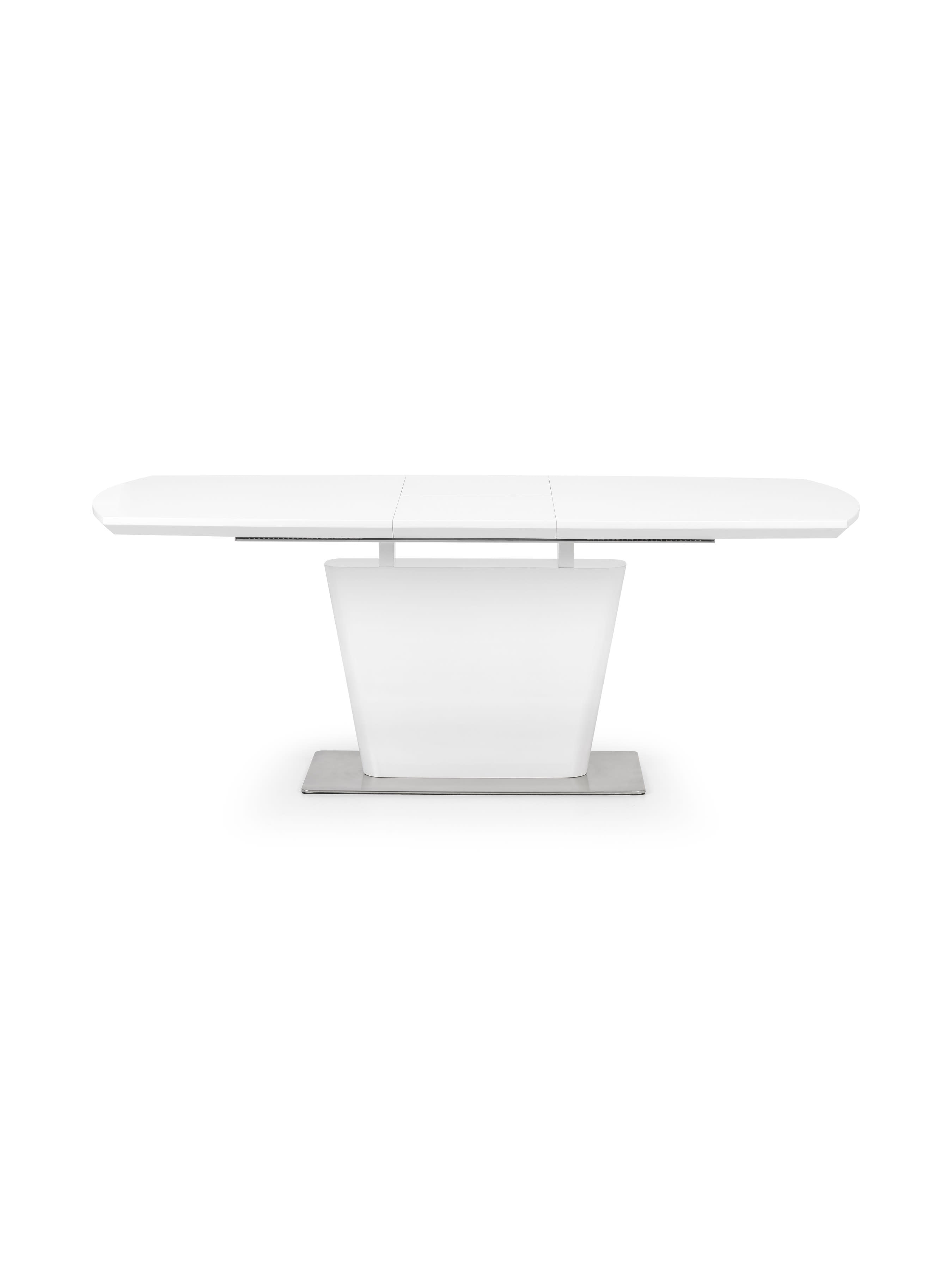 Como White Gloss Rectangular 160 to 200cm Extending Dining Table Set with 6 plush Brown Faux Leather Dining Chairs