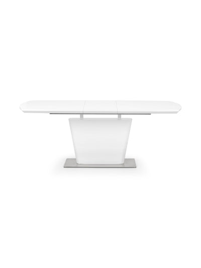 Como White Gloss Rectangular 160 to 200cm Extending Dining Table Set with 6 plush Brown Faux Leather Dining Chairs