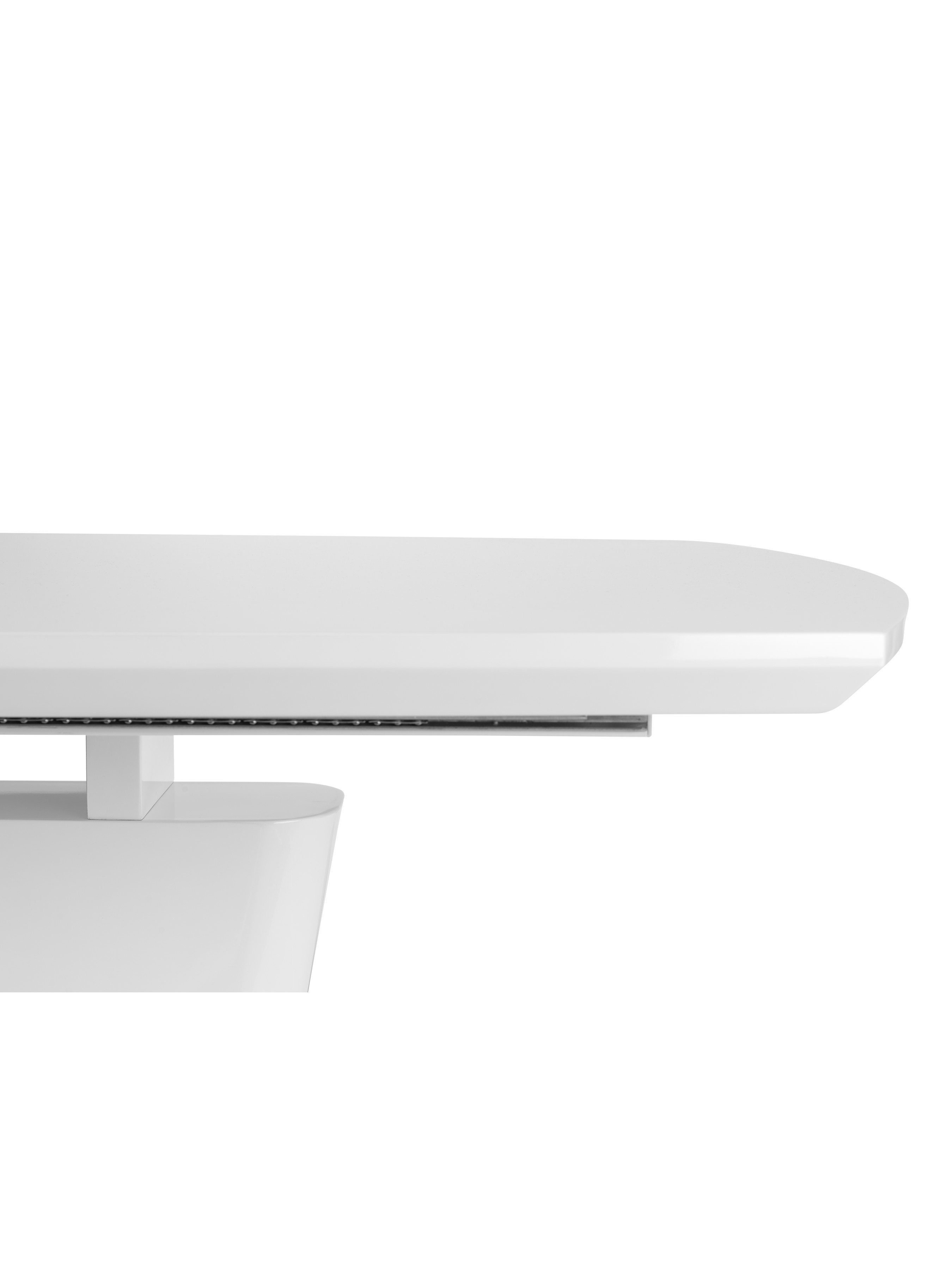 Como White Gloss Rectangular 160 to 200cm Extending Dining Table Set with 6 plush Brown Faux Leather Dining Chairs