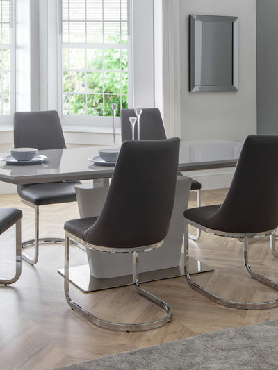 Como Grey High Gloss Table and 6 Como Chairs
