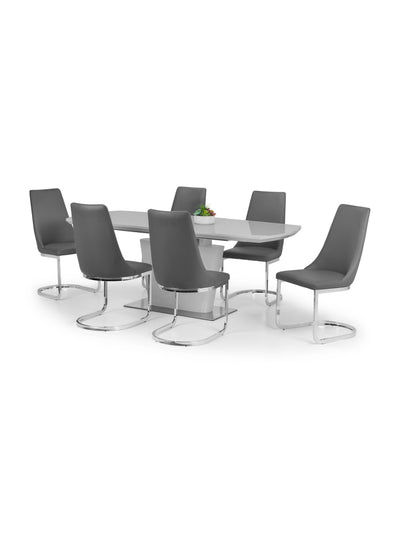 Como Grey High Gloss Table and 6 Como Chairs