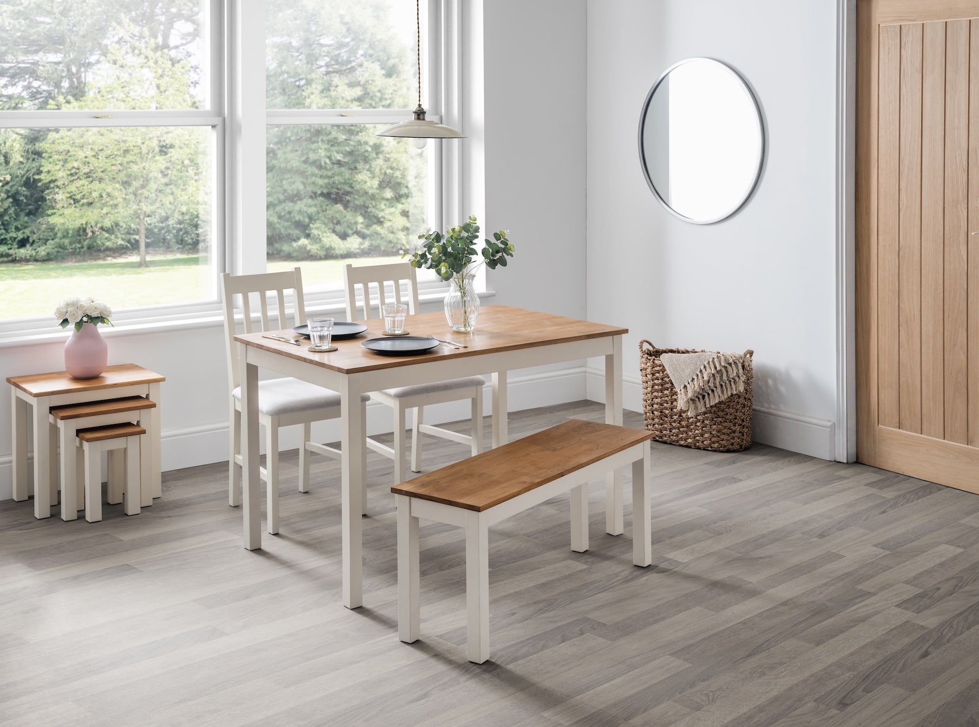 Coxmoor Rectangular Dining Table - Ivory & Oak – Julian Bowen, view 10