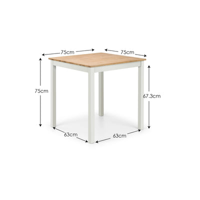 Coxmoor 75cm Square Dining Table - Ivory & Oak – Julian Bowen, view 8