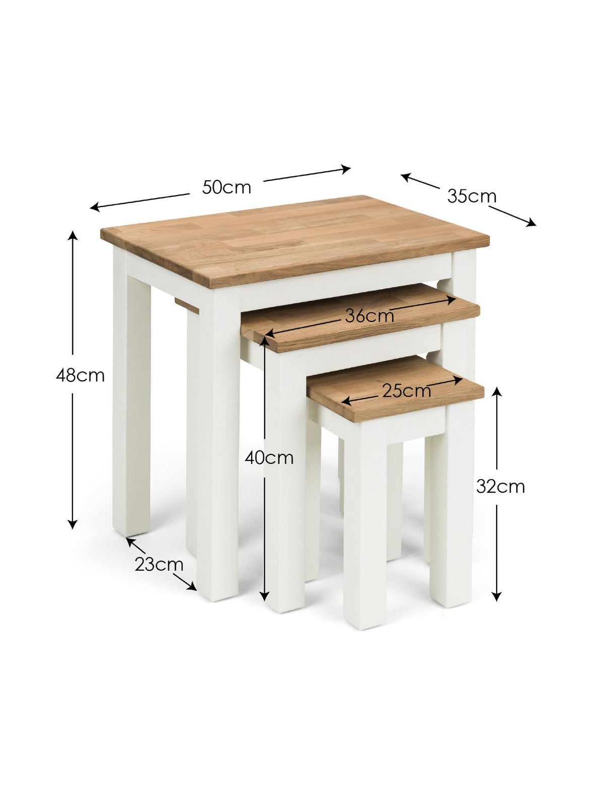 Coxmoor Nest Of 3 Tables - Ivory & Oak