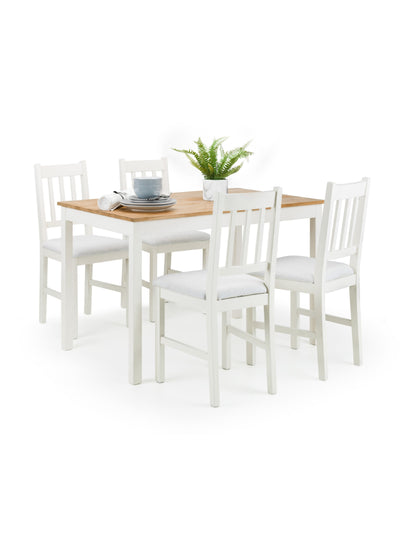 Coxmoor Two-Tone Oak Top Rectangular Dining Table Set with 4 Ivory Wooden Dining Chairs – Ivory and Oak